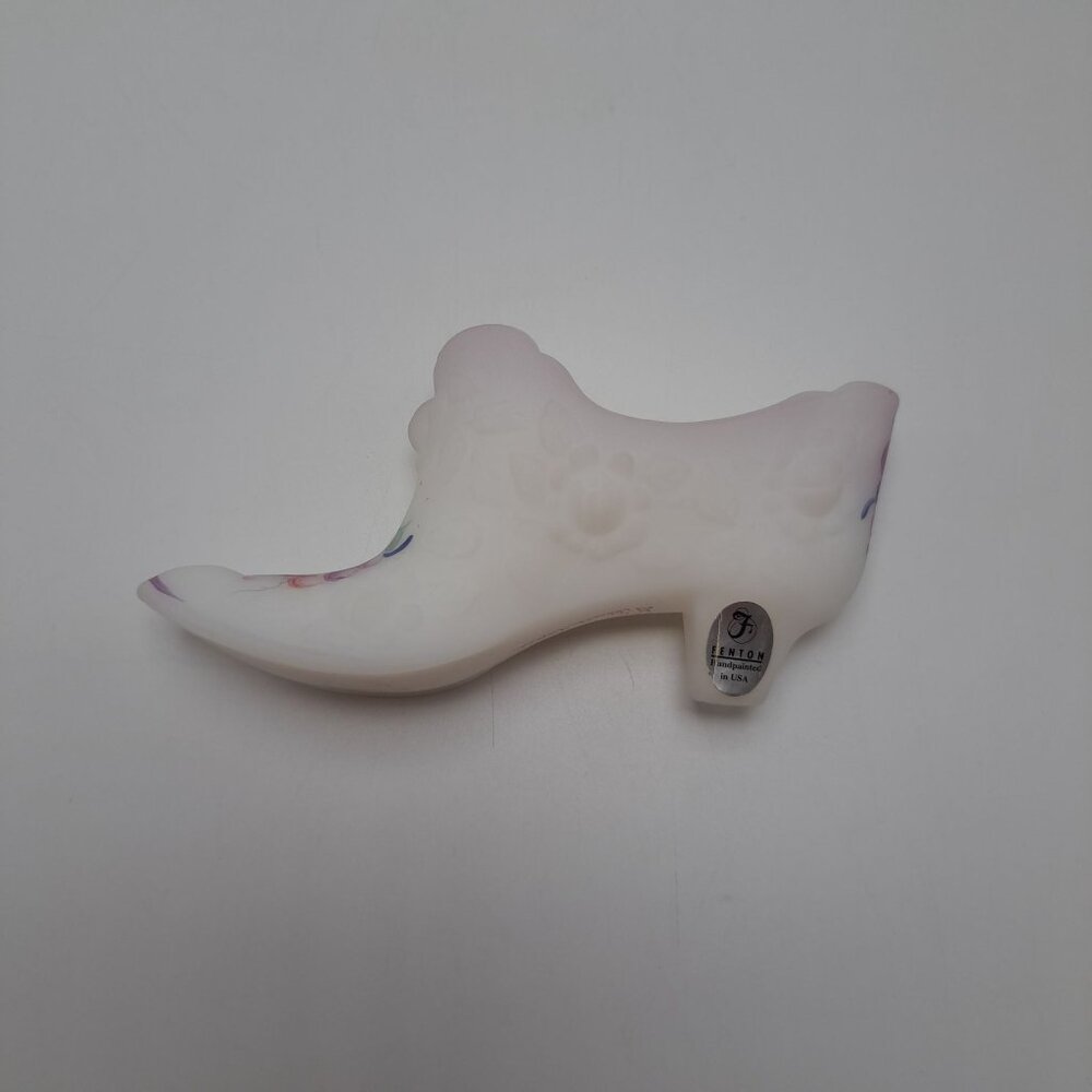 Fenton Art Glass Hand-Painted Victorian Style Shoe Figurine By Gilberto Tapia